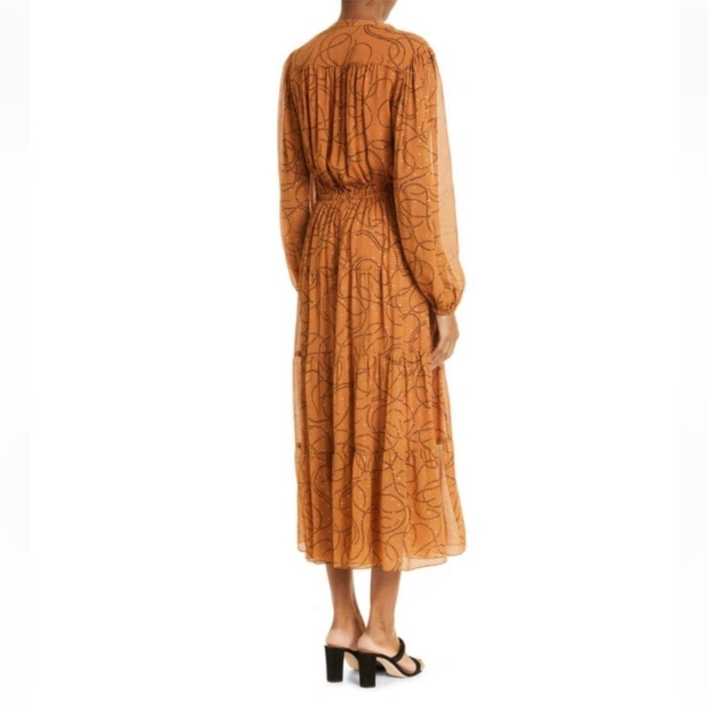 A.L.C. Marlowe Long Sleeve Silk Maxi Dress Almond Combo Size 8 NWT - Picture 2 of 5